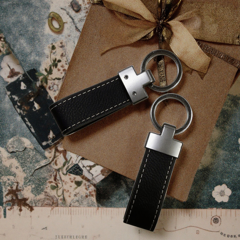Porte-clés lanyard en similicuir laserable