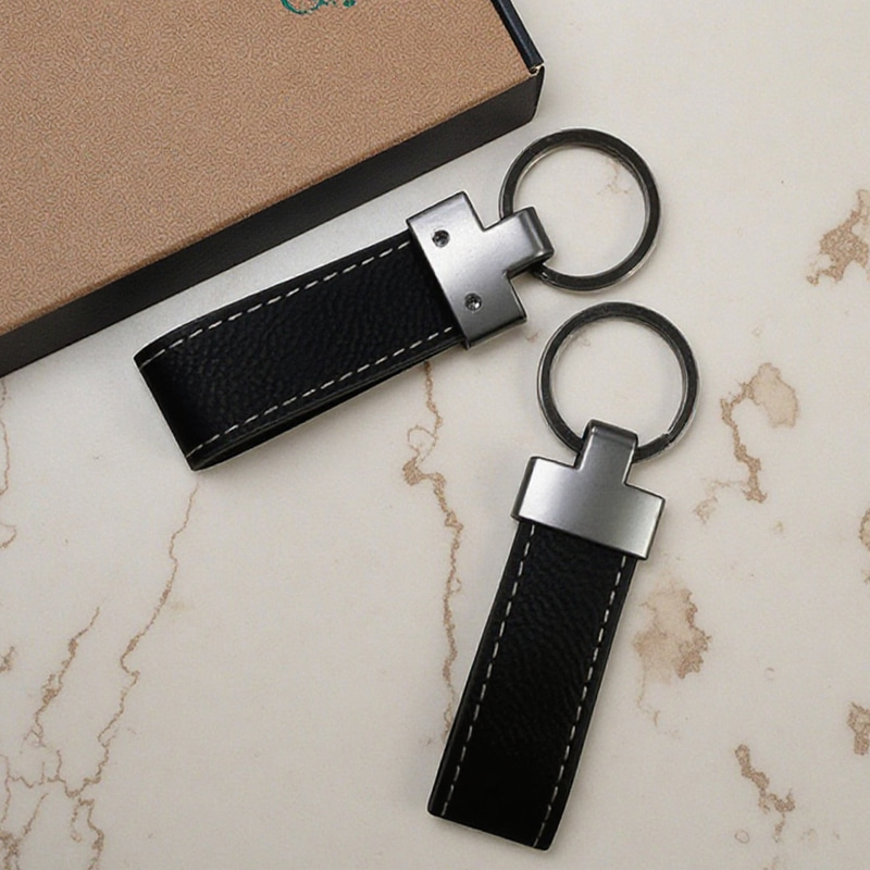 Porte-clés lanyard en similicuir laserable
