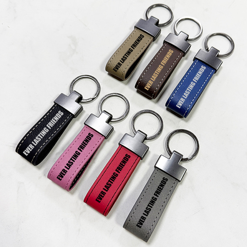 Porte-clés lanyard en similicuir laserable