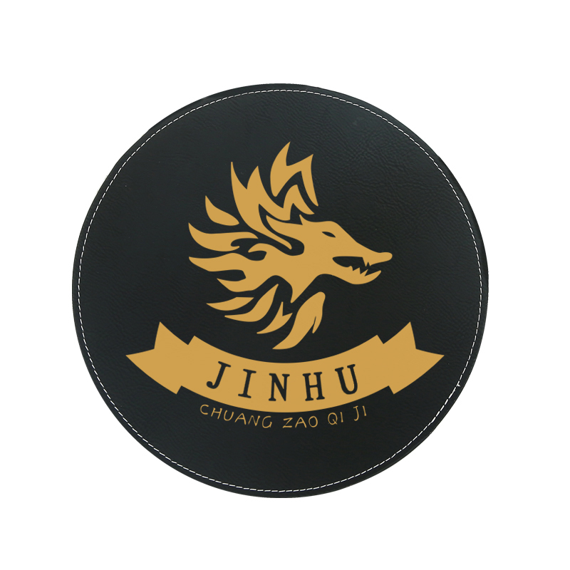 Tapis de souris rond en similicuir laser 20*20 cm