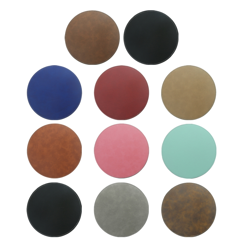 Tapis de souris rond en similicuir laser 20*20 cm