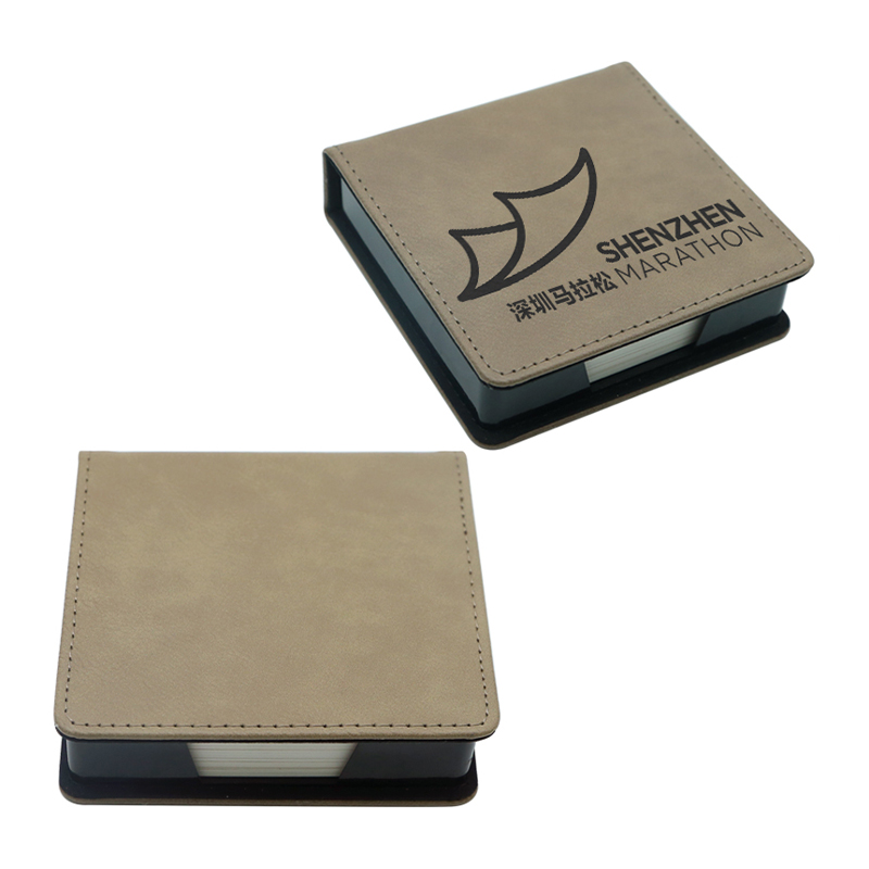 Porte-bloc-notes carré en similicuir laserable
