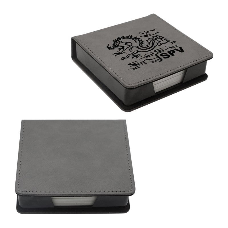 Porte-bloc-notes carré en similicuir laserable