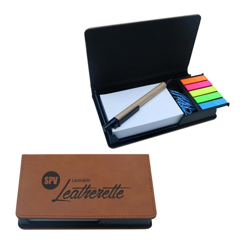 Support de bloc-notes rectangulaire en similicuir laserable
