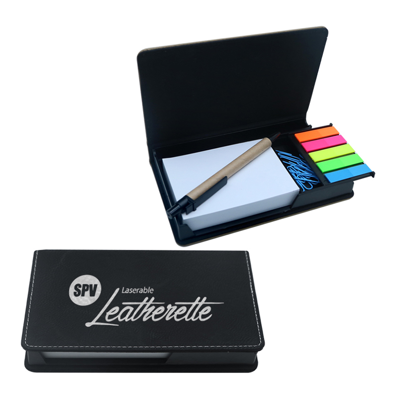 Support de bloc-notes rectangulaire en similicuir laserable
