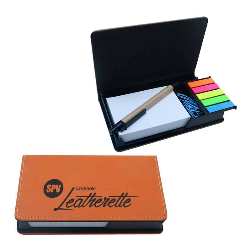 Support de bloc-notes rectangulaire en similicuir laserable