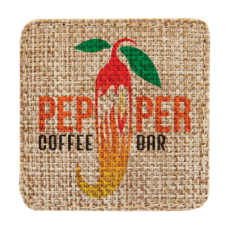 Patch sublimable carré en toile de jute 2 1/2' x 2 1/2' avec adhésif