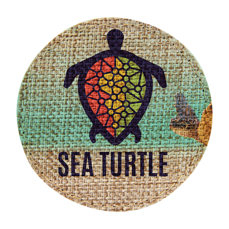 Patch sublimable rond en toile de jute de 3' avec adhésif