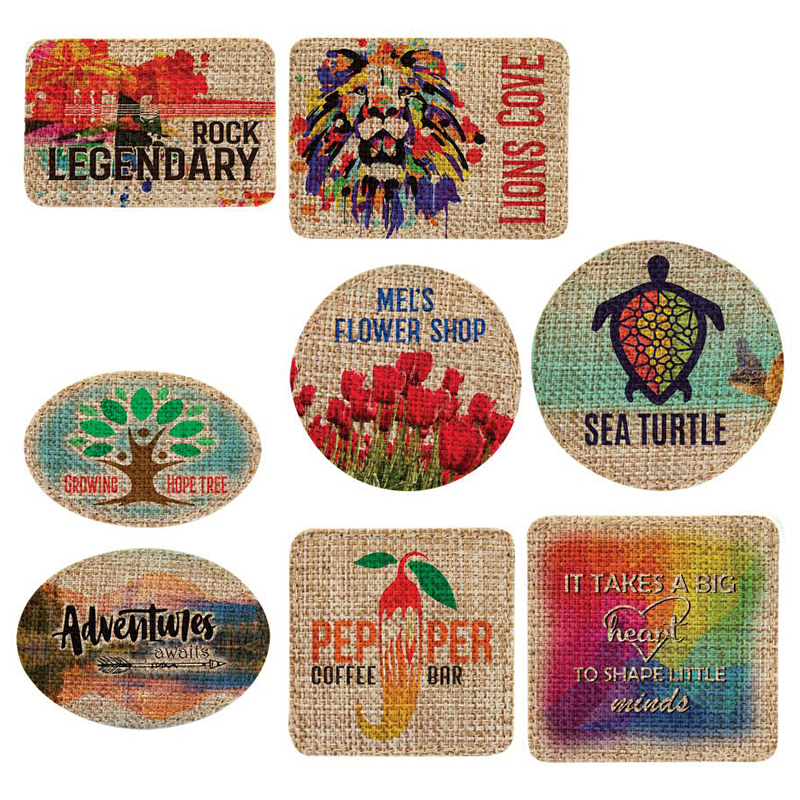 Patch sublimable hexagonal en toile de jute de 3' x 2' avec adhésif