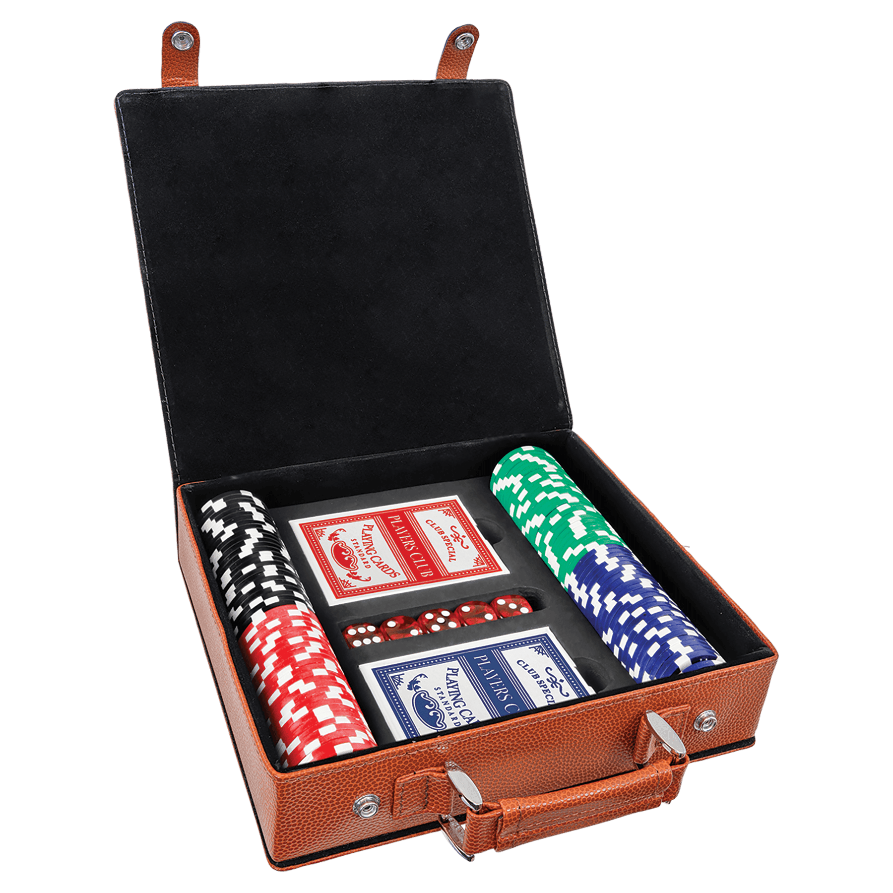 Jeux de poker, de cartes et de dés en similicuir laser
