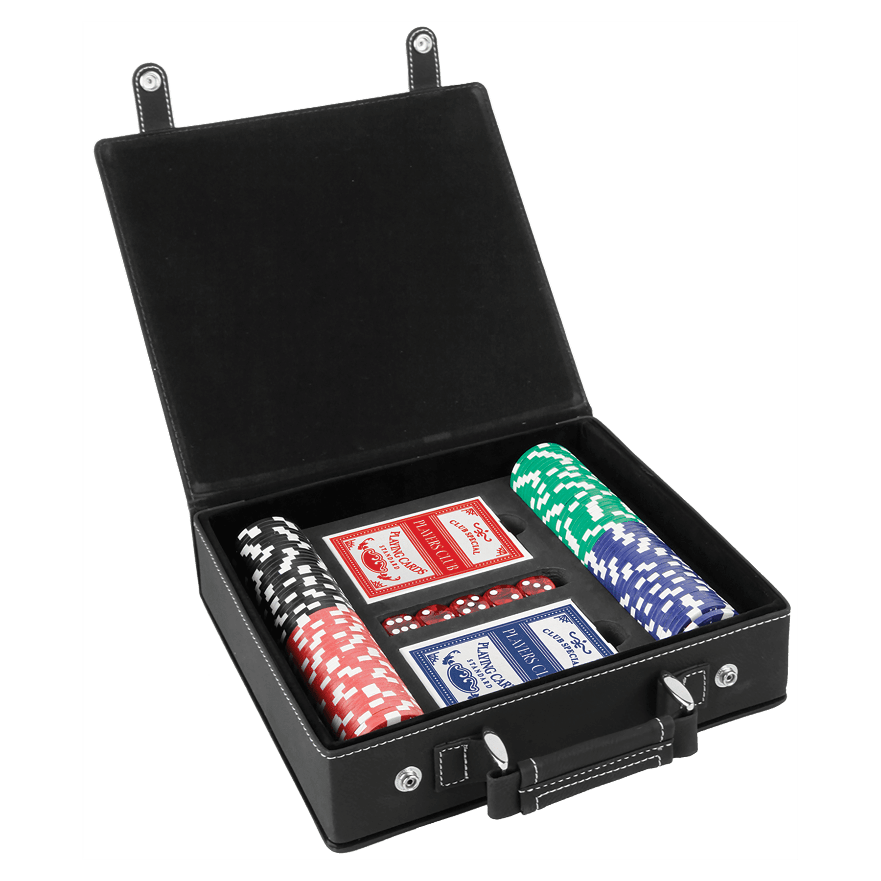 Jeux de poker, de cartes et de dés en similicuir laser