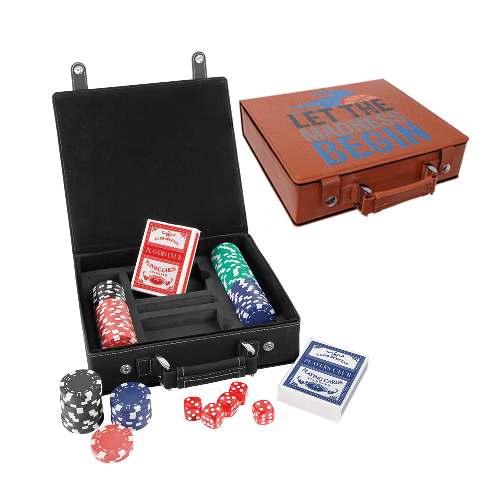 Jeux de poker, de cartes et de dés en similicuir laser