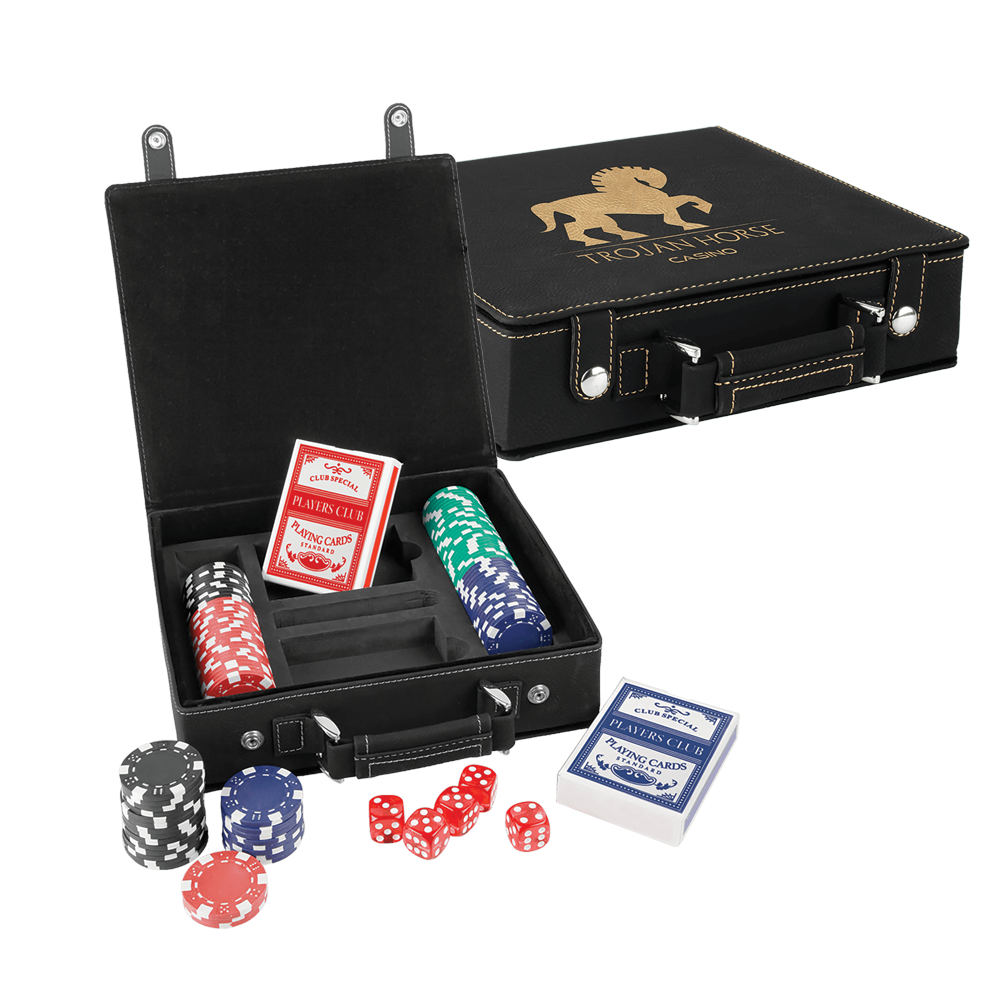 Jeux de poker, de cartes et de dés en similicuir laser