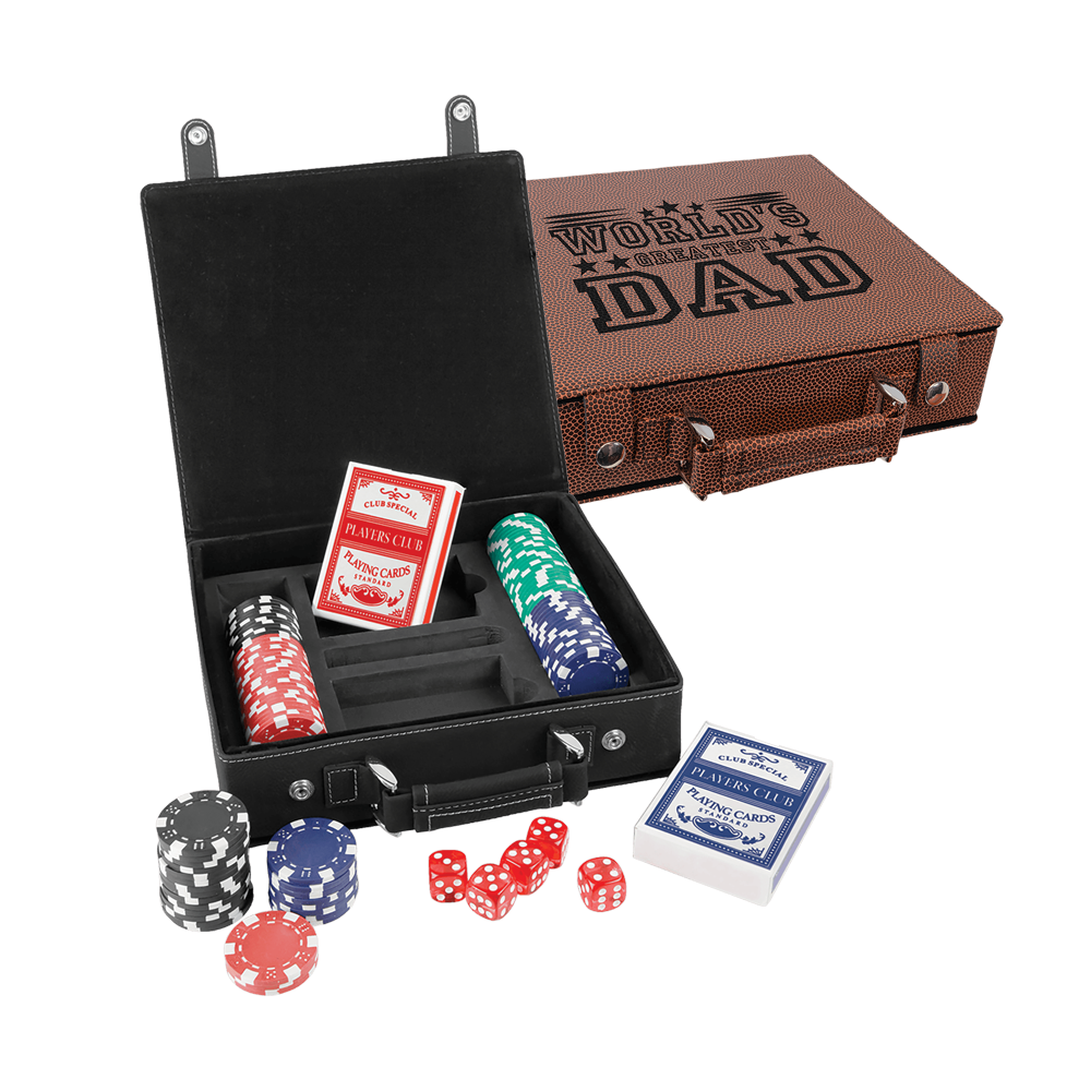 Jeux de poker, de cartes et de dés en similicuir laser