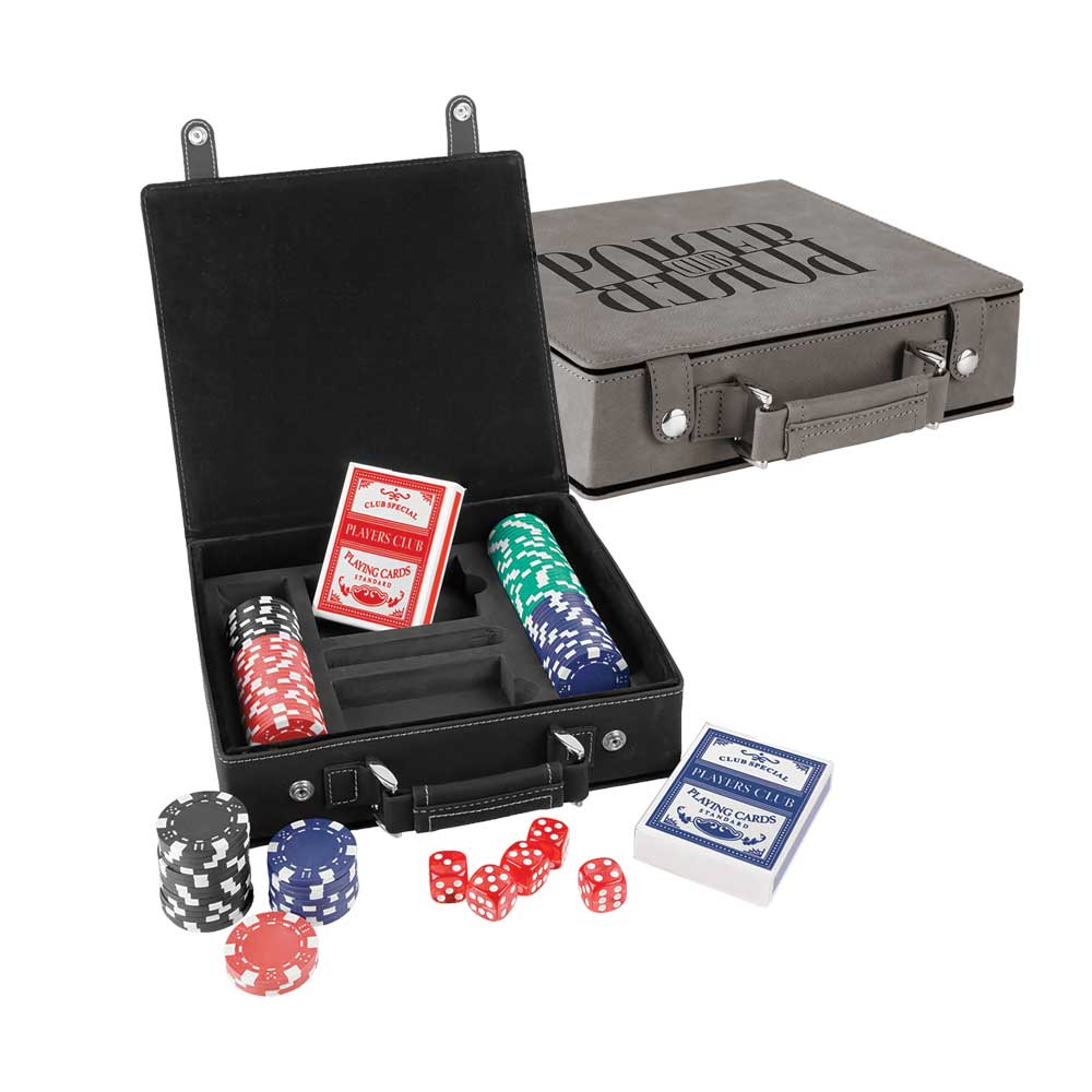 Jeux de poker, de cartes et de dés en similicuir laser