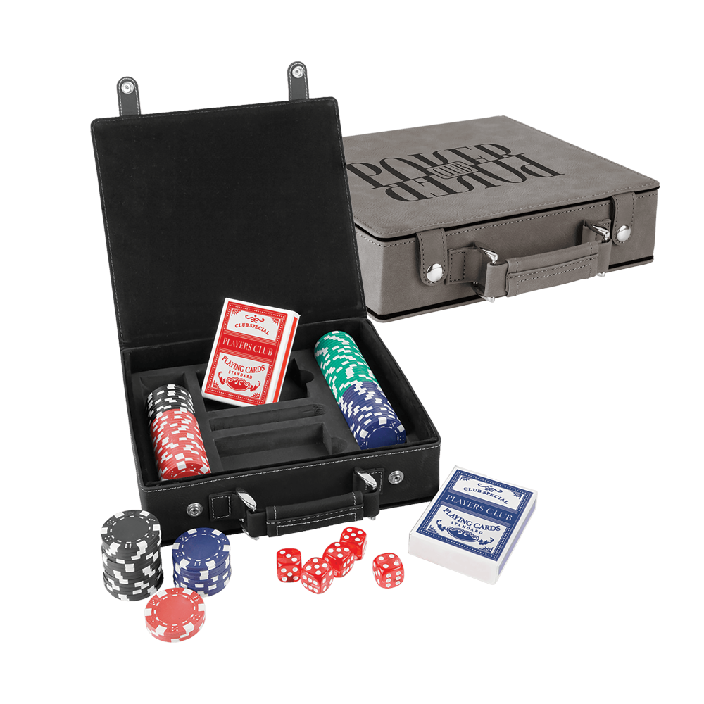 Jeux de poker, de cartes et de dés en similicuir laser