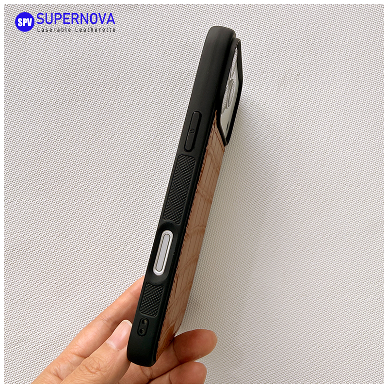 Étui de téléphone en similicuir laserable