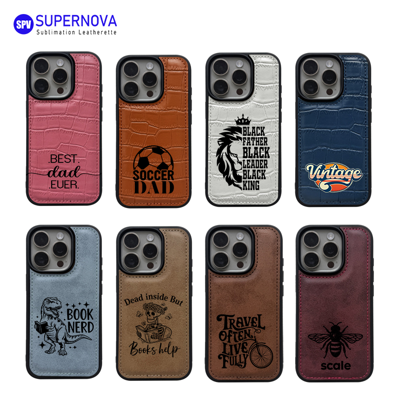 Étui de téléphone en similicuir laserable
