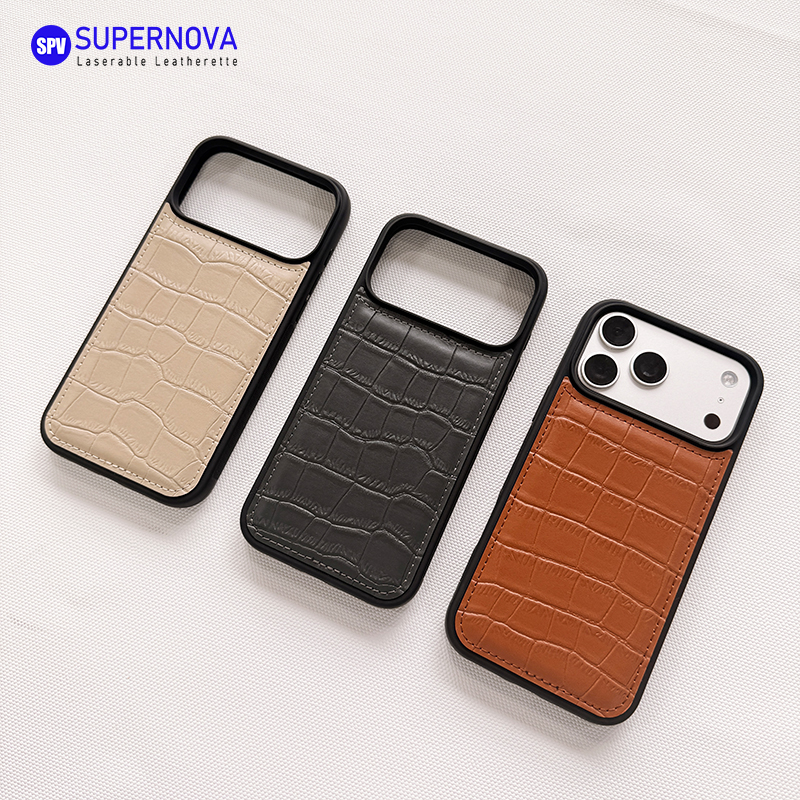 Étui de téléphone en similicuir laserable