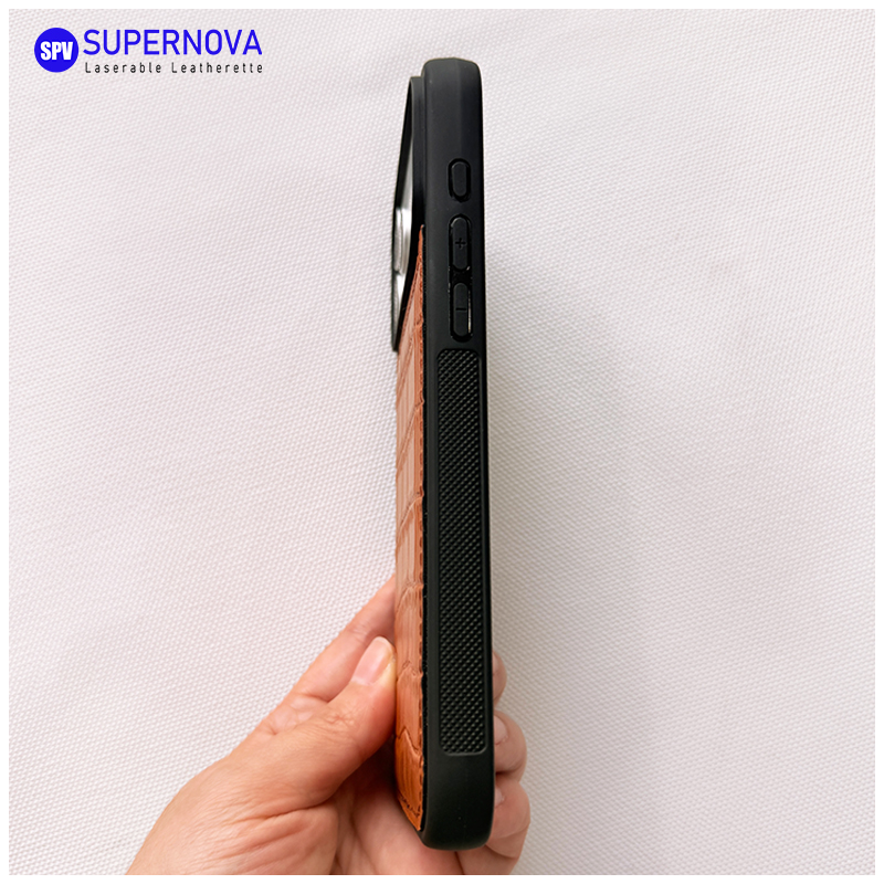 Étui de téléphone en similicuir laserable