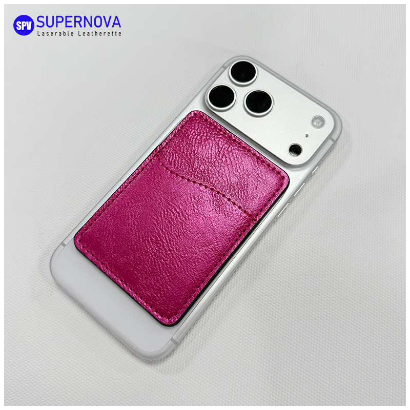 Porte-carte de téléphone en similicuir laser avec aimant