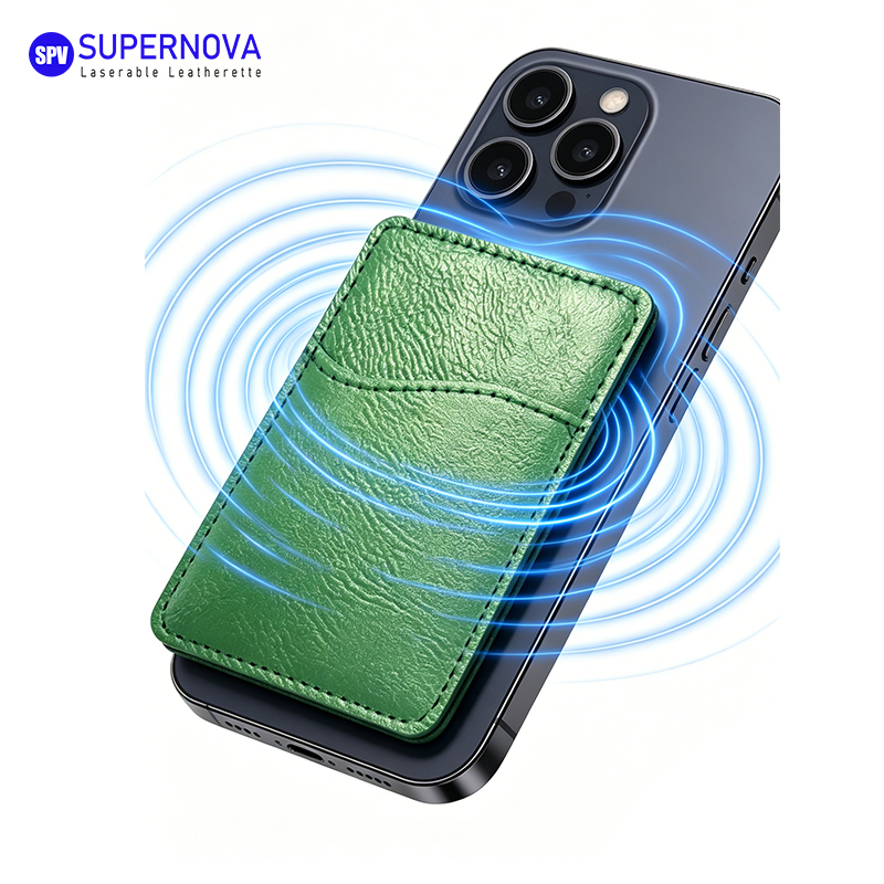 Porte-carte de téléphone en similicuir laser avec aimant