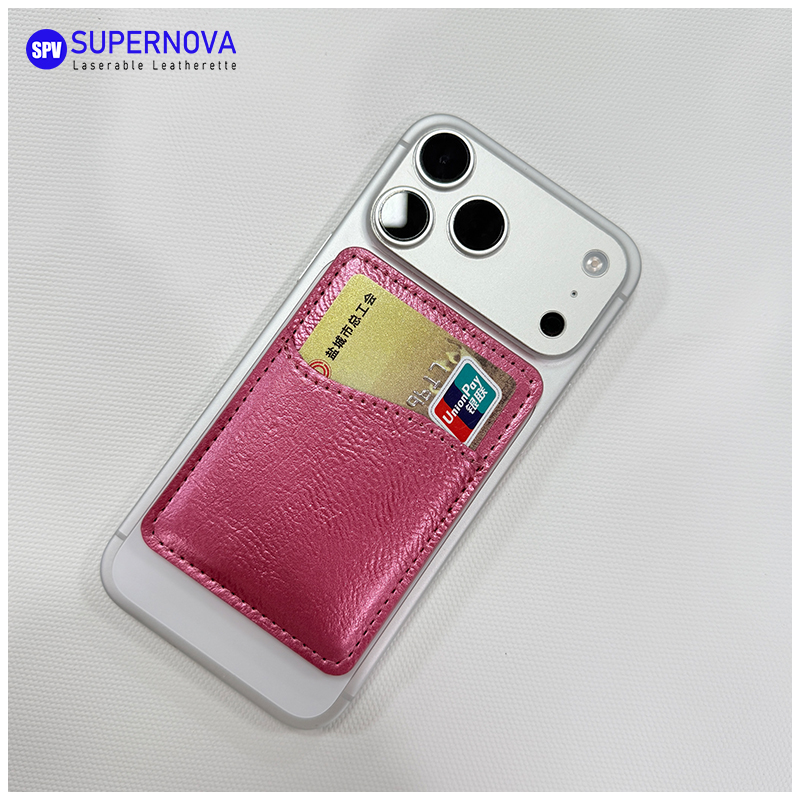 Porte-carte de téléphone en similicuir laser avec aimant