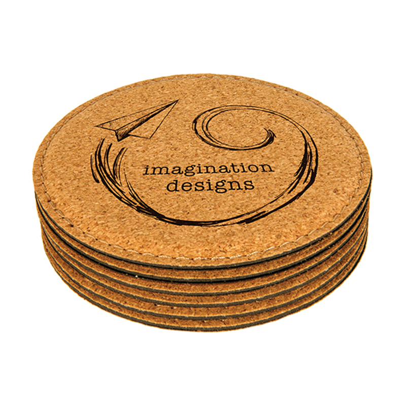 Sous-verres ronds en similicuir