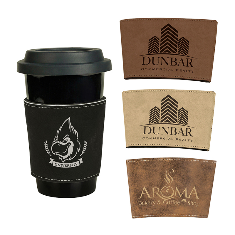 Manchon de tasse en similicuir laserable