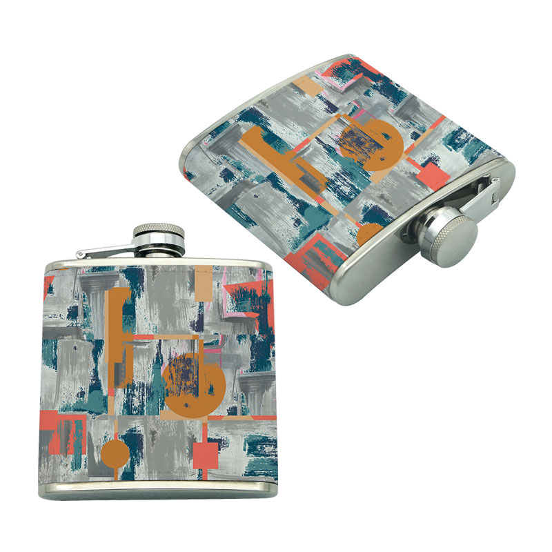 8 onces. Flacon en acier inoxydable en similicuir à sublimation