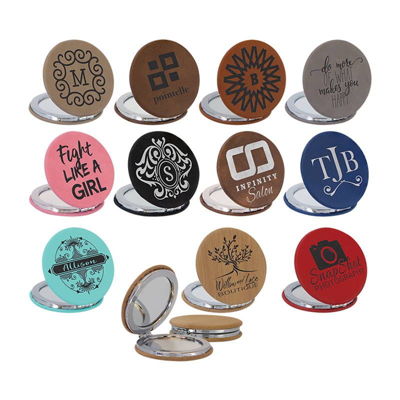 Miroir Compact en Similicuir Laserable