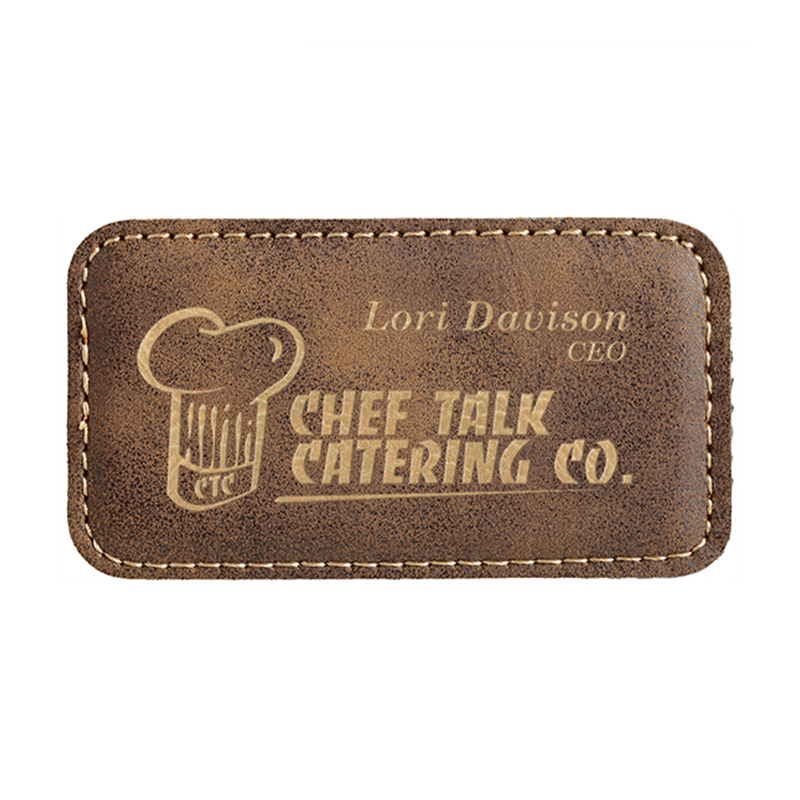 Grands badges nominatifs rectangulaires en similicuir
