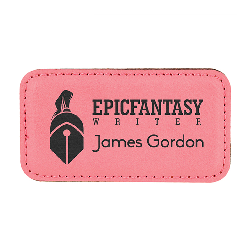 Badge rectangulaire en similicuir laser vierge avec aimant