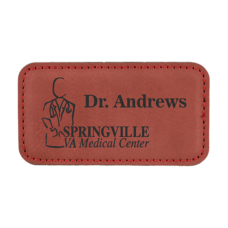 Grands badges nominatifs rectangulaires en similicuir