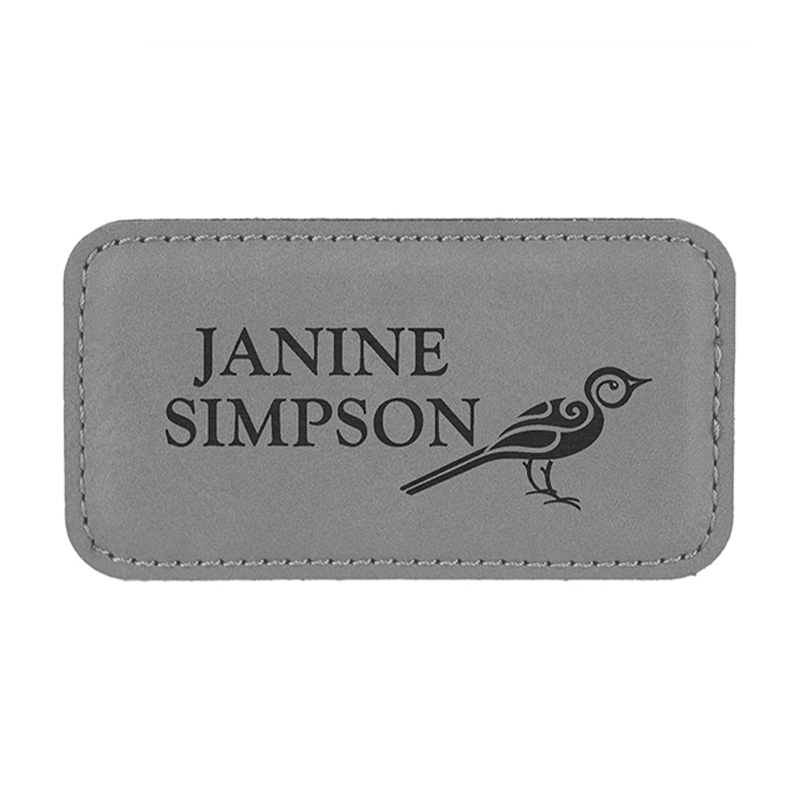 Badge rectangulaire en similicuir laser vierge avec aimant