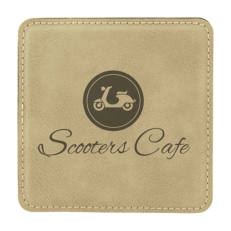 Sous-verres carrés en similicuir 4' x 4'