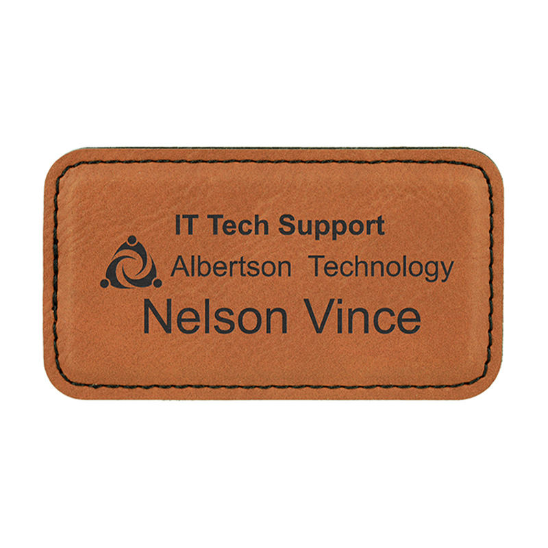 Badge rectangulaire en similicuir laser vierge avec aimant