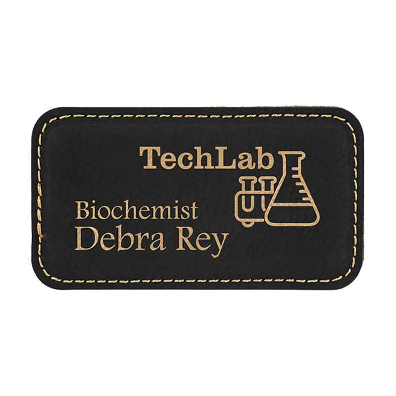 Badge rectangulaire en similicuir laser vierge avec aimant