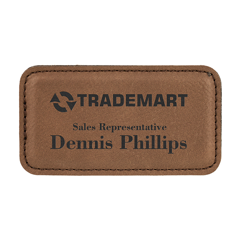 Badge rectangulaire en similicuir laser vierge avec aimant