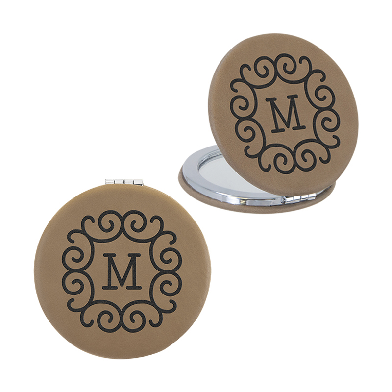 Miroir Compact en Similicuir Laserable