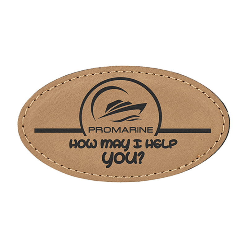 Badge ovale en similicuir laser vierge avec aimant