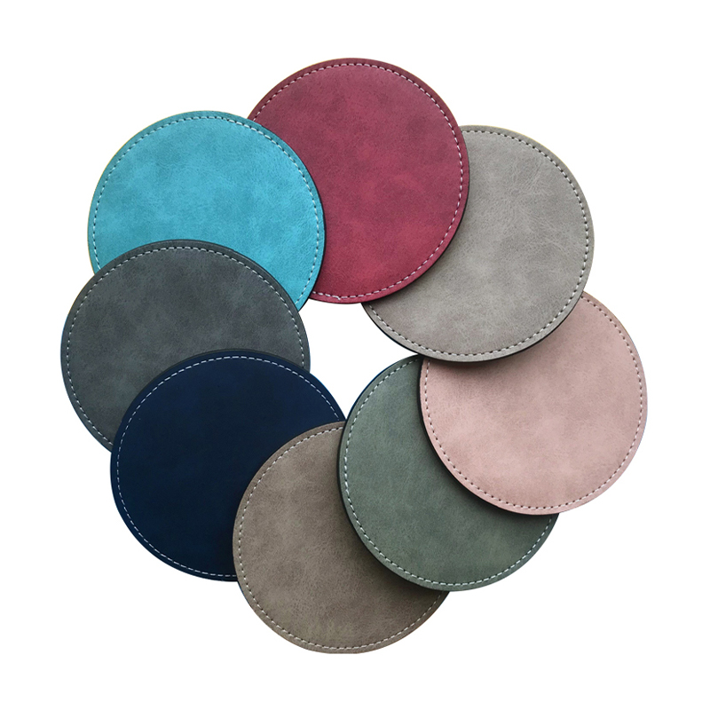 Dessous de verre en cuir PU par sublimation - Rond