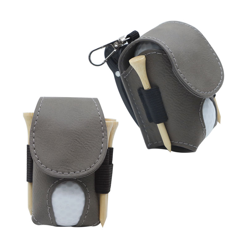 Support de balle de golf en similicuir laser avec 5 tees en bois