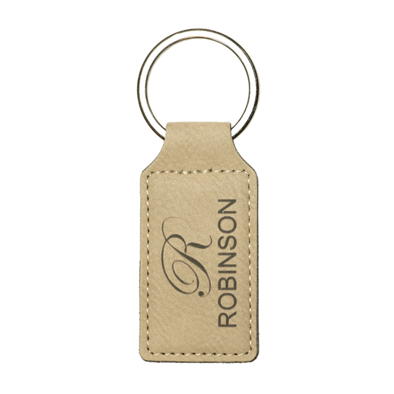 Porte-clés rectangulaire en similicuir laserable