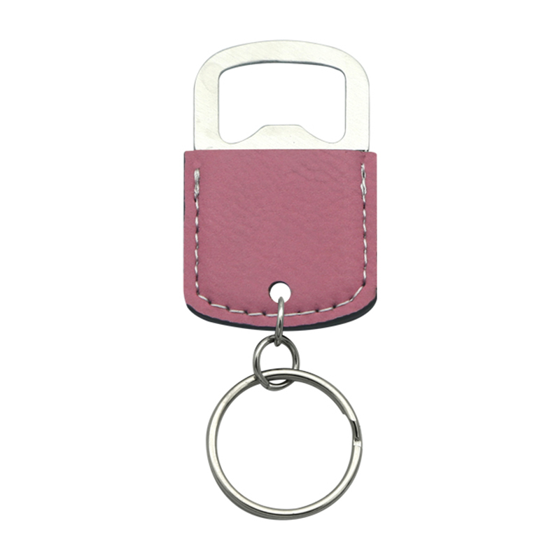 Porte-clés ouvre-bouteille ovale en similicuir laserable