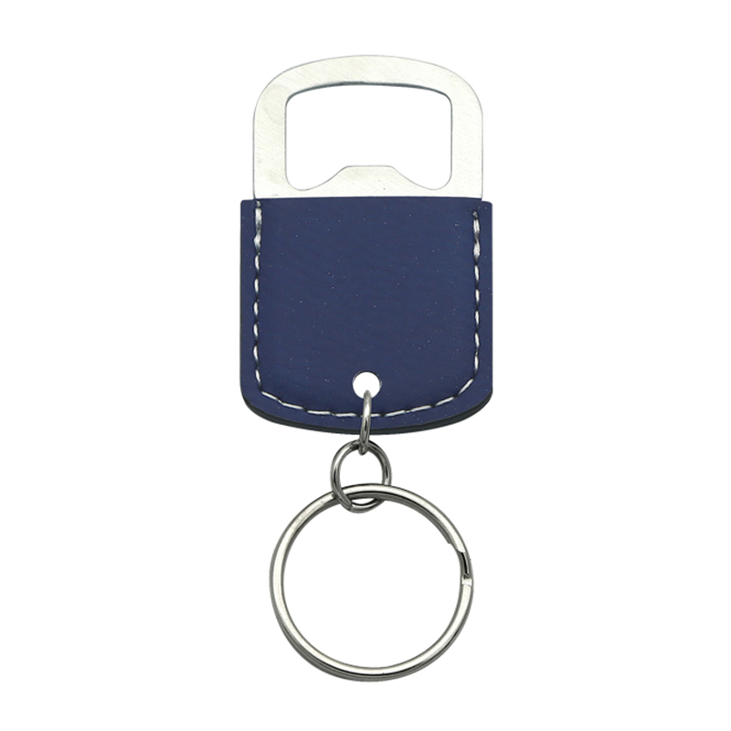 Porte-clés ouvre-bouteille ovale en similicuir laserable