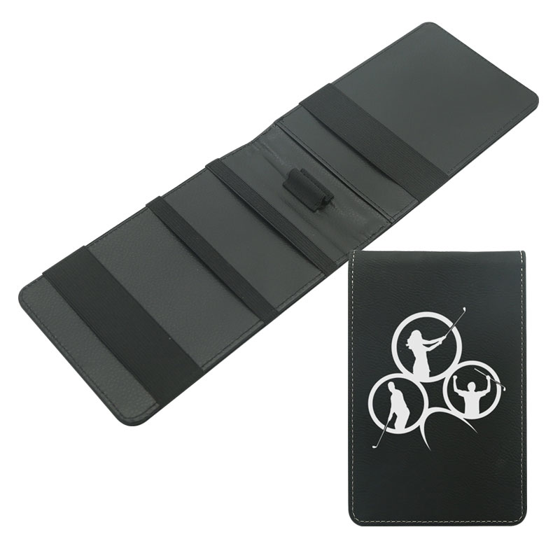 Porte-carte de pointage de golf en similicuir laserable