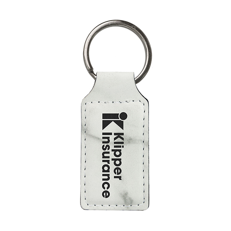 Porte-clés rectangulaire en similicuir laserable