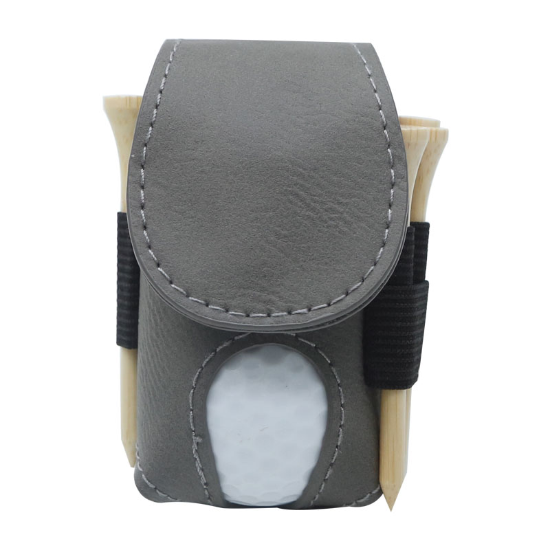 Support de balle de golf en similicuir laser avec 5 tees en bois