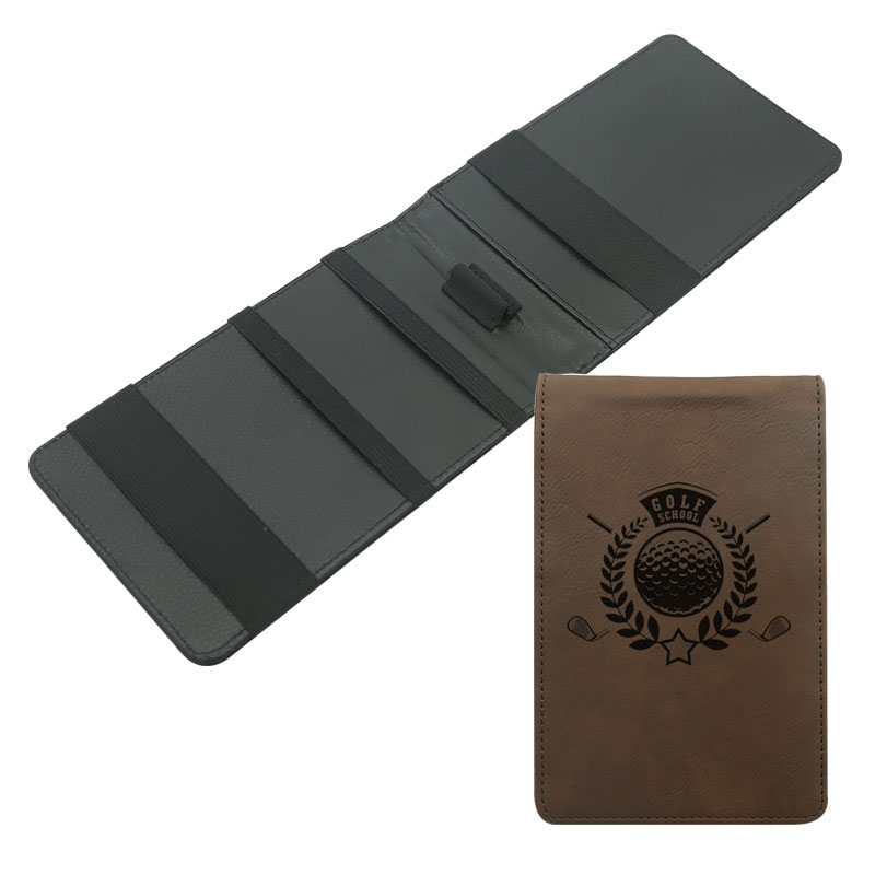 Porte-carte de pointage de golf en similicuir laserable